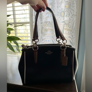 RARE Coach Mini Christie Bag F57497 NWOT black with camel & ivory trim